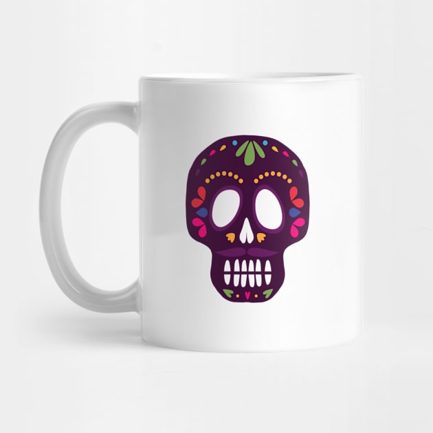 Day of the Dead Colorful Skull Calavera Moustache by WoolShark